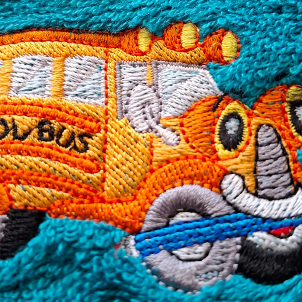 Personalizovateľný vyšívaný motív detský uterák, výšivka AUTOBUS